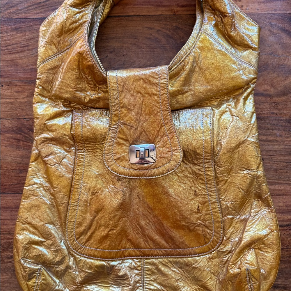 BULGA Shiny Bright Gold Hobo Bag